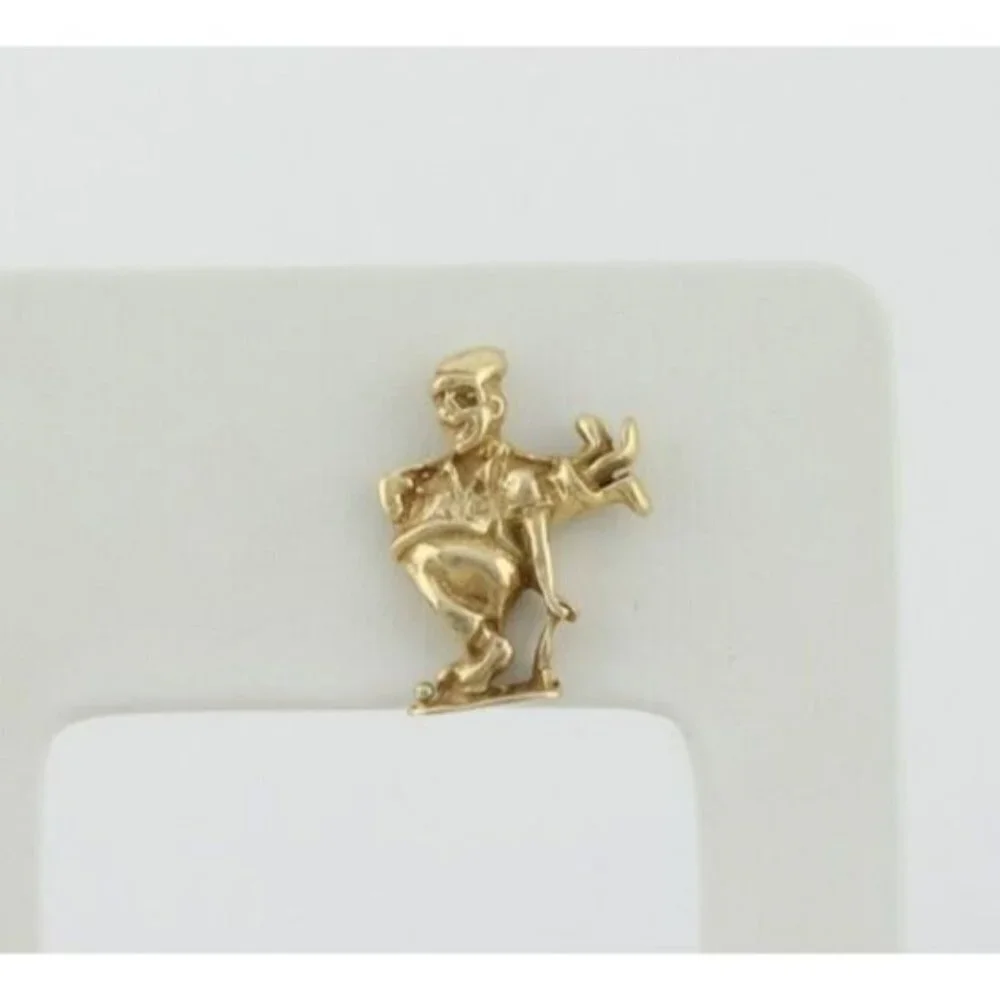 Mens 14k Yellow Gold Golf Tie Tack Lapel Pin Man Golf Bag